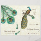 Pfauenfeathers Wedding Program on Damask (Vorderseite)