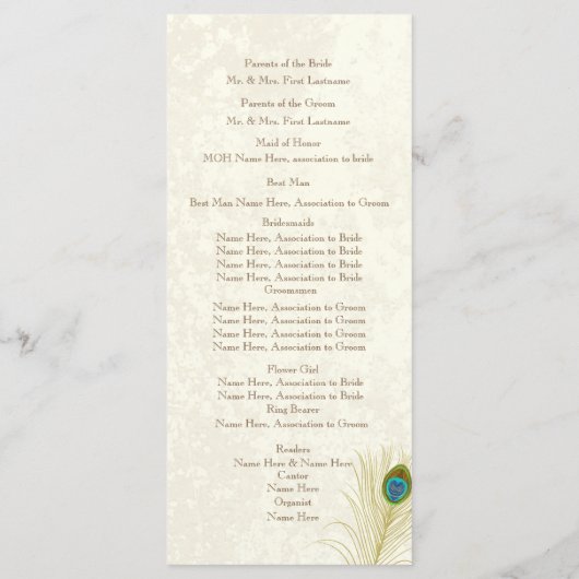 Pfauenfeathers Wedding Program Programm (Rückseite)