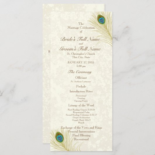 Pfauenfeathers Wedding Program Programm (Vorne/Hinten)