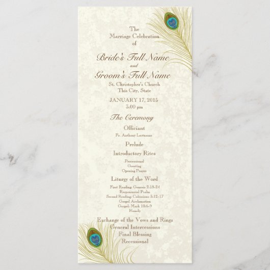 Pfauenfeathers Wedding Program Programm (Vorderseite)