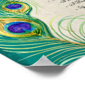 Pfauenfeathers Wedding Reception Sign Poster (Ecke)