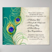 Pfauenfeathers Wedding Reception Sign Poster (Vorne)