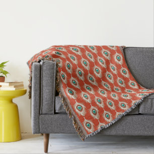 Pfauenfeathers, weiß auf Mandarin Orange Decke