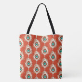 Pfauenfeathers, weiß auf Mandarin Orange Tasche (Rückseite)