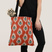 Pfauenfeathers, weiß auf Mandarin Orange Tasche (Von Nahem)