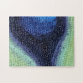 Pfauenfeder auf Leinwand Puzzle (Horizontal)