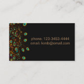 Pfauenfeder auf schwarzem Hintergrund Visitenkarte (Rückseite)