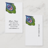 Pfauenfeder auf weiß visitenkarte (Vorne/Hinten)