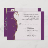 Pfauenfeder bei Wirbel - Einladung zur Hochzeit (Vorne/Hinten)