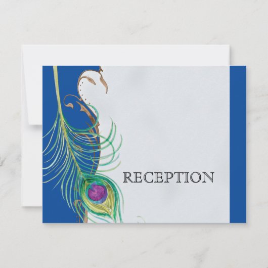 Pfauenfeder bei Wirbel - Einladung zur Hochzeit (Rückseite)