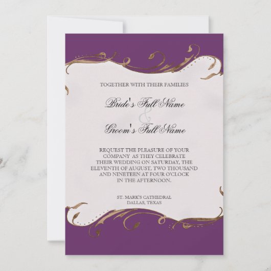 Pfauenfeder bei Wirbel - Einladung zur Hochzeit (Vorderseite)