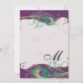 Pfauenfeder bei Wirbel - Einladung zur Hochzeit (Rückseite)