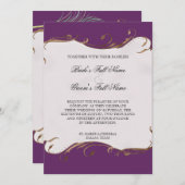 Pfauenfeder bei Wirbel - Einladung zur Hochzeit (Vorne/Hinten)