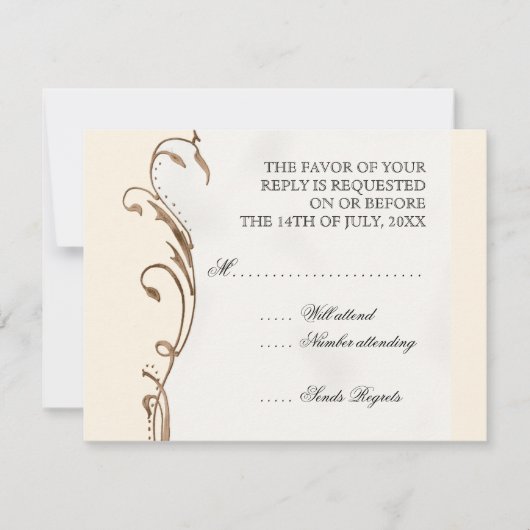 Pfauenfeder bei Wirbel - Einladung zur Hochzeit (Vorderseite)