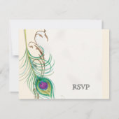 Pfauenfeder bei Wirbel - Einladung zur Hochzeit (Rückseite)