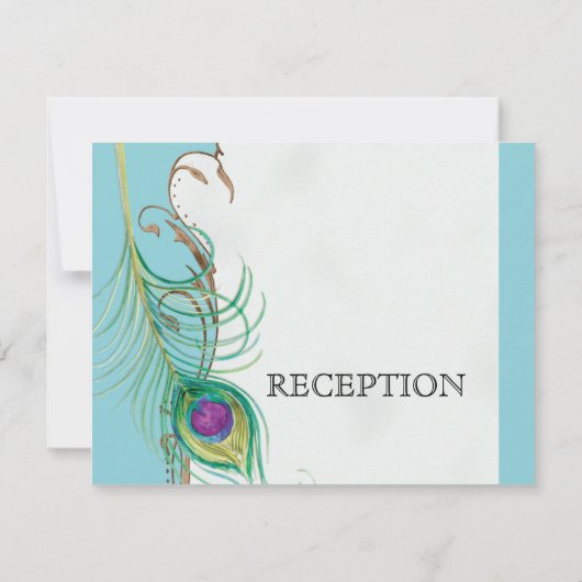 Pfauenfeder bei Wirbel - Einladung zur Hochzeit (Rückseite)