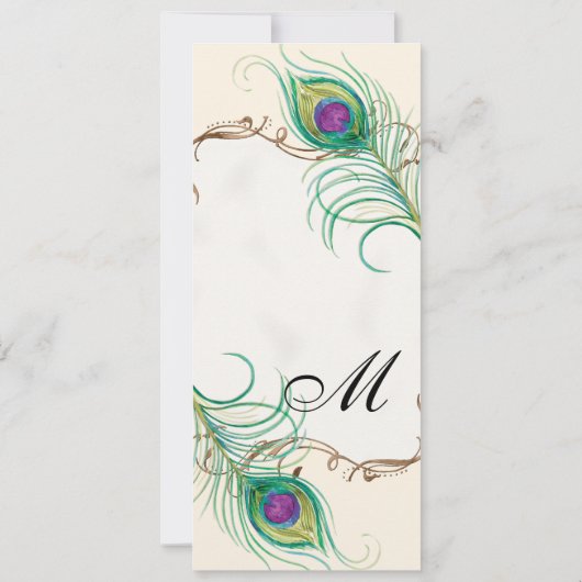 Pfauenfeder bei Wirbel - Einladung zur Hochzeit (Rückseite)