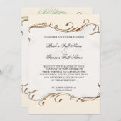 Pfauenfeder bei Wirbel - Einladung zur Hochzeit (Vorne/Hinten)