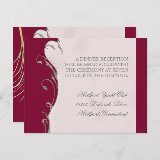 Pfauenfeder bei Wirbel - Einladung zur Hochzeit (Vorne/Hinten)