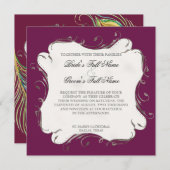 Pfauenfeder bei Wirbel - Einladung zur Hochzeit (Vorne/Hinten)