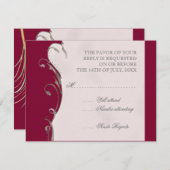 Pfauenfeder bei Wirbel - Einladung zur Hochzeit (Vorne/Hinten)