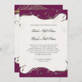 Pfauenfeder bei Wirbel - Einladung zur Hochzeit (Vorne/Hinten)