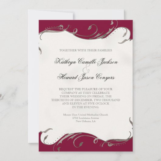 Pfauenfeder bei Wirbel - Einladung zur Hochzeit (Vorderseite)