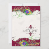 Pfauenfeder bei Wirbel - Einladung zur Hochzeit (Rückseite)