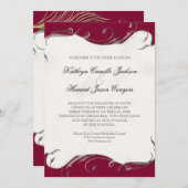 Pfauenfeder bei Wirbel - Einladung zur Hochzeit (Vorne/Hinten)