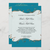 Pfauenfeder bei Wirbel - Einladung zur Hochzeit (Vorne/Hinten)