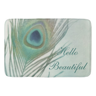 Pfauenfeder Boho Chic Aquarell Benutzerdefiniert Badematte