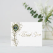 Pfauenfeder Danke Postcard Postkarte (Stehend Vorderseite)