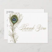Pfauenfeder Danke Postcard Postkarte (Vorne/Hinten)