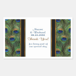 Pfauenfeder Danke Siegel - Anpassen Rechteckiger Aufkleber