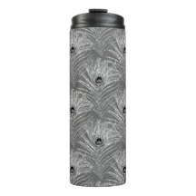 Pfauenfeder eleganter silbergrauer Glitzer-Look