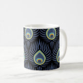 Pfauenfeder: Elegantes Muster. Kaffeetasse (VorderseiteRechts)