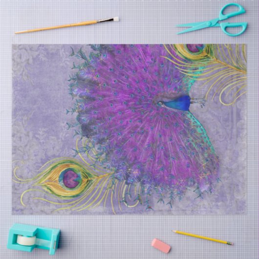 Pfauenfeder Entdeckungsseite Lila Lavendel Vintag Seidenpapier (Basteln)