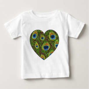 Pfauenfeder Glitzer-Kunstprint Baby T-shirt