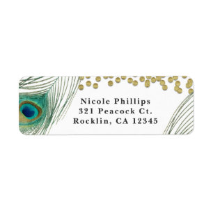 Pfauenfeder & Gold Boho Glam Einladung