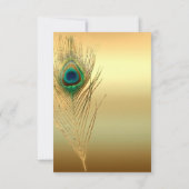 Pfauenfeder Gold Exotische Boho-Chic-Tischnummer Einladung (Rückseite)