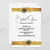 Pfauenfeder Goldband minimalistisch schlicht Einladung (Vorne/Hinten)