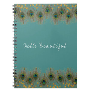 Pfauenfeder & Goldpunkte ANY COLOR Boho Chic Notizblock