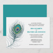 Pfauenfeder-Hochzeit Einladung (Vorne/Hinten)