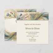 Pfauenfeder-Hochzeit Einladung (Vorne/Hinten)