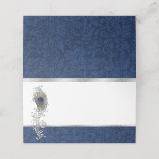 Pfauenfeder-Hochzeitgefaltete Platzkarte (Außenseite Aufgefaltet)