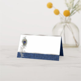 Pfauenfeder-Hochzeitgefaltete Platzkarte