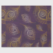 Pfauenfeder im violetten Hintergrund Geschenkpapier (Flach)