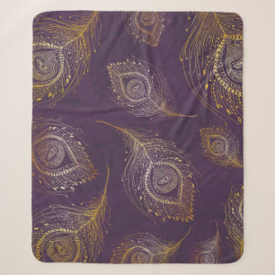 Pfauenfeder im violetten Hintergrund Sherpadecke