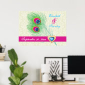 Pfauenfeder-Juwel-Hochzeitstag Poster (Heimbüro)