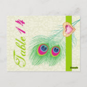 Pfauenfeder-Juwelenhochzeit Tischnummer (Rückseite)